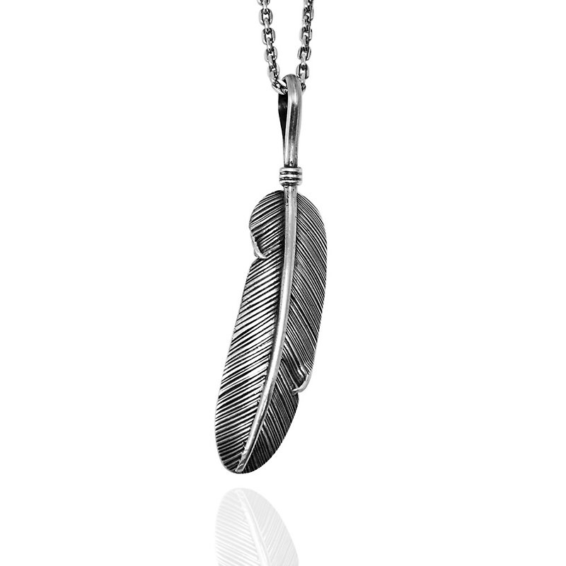 Feathers (Small/Medium/Large) Sterling Silver Necklace Handmade (Single Price) Indian Feather - Necklaces - Sterling Silver Silver