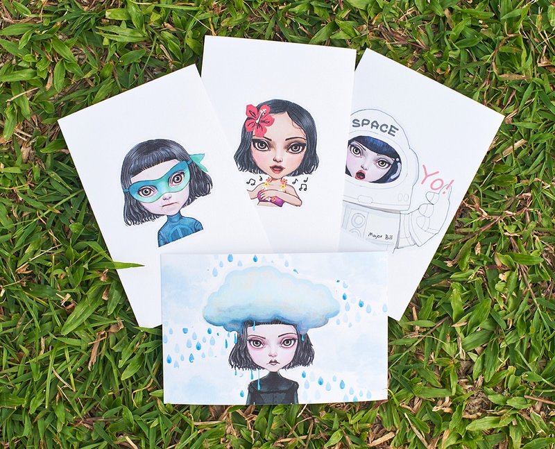 Kiddodog Postcard - Pop cute set of 4 postcards. - 卡片/明信片 - 紙 