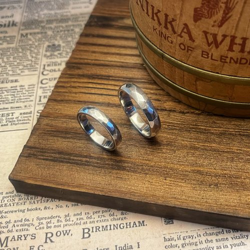 Silver Joey 【不規則刻面】情侶對戒 內圍可敲字客制 手工純銀戒指