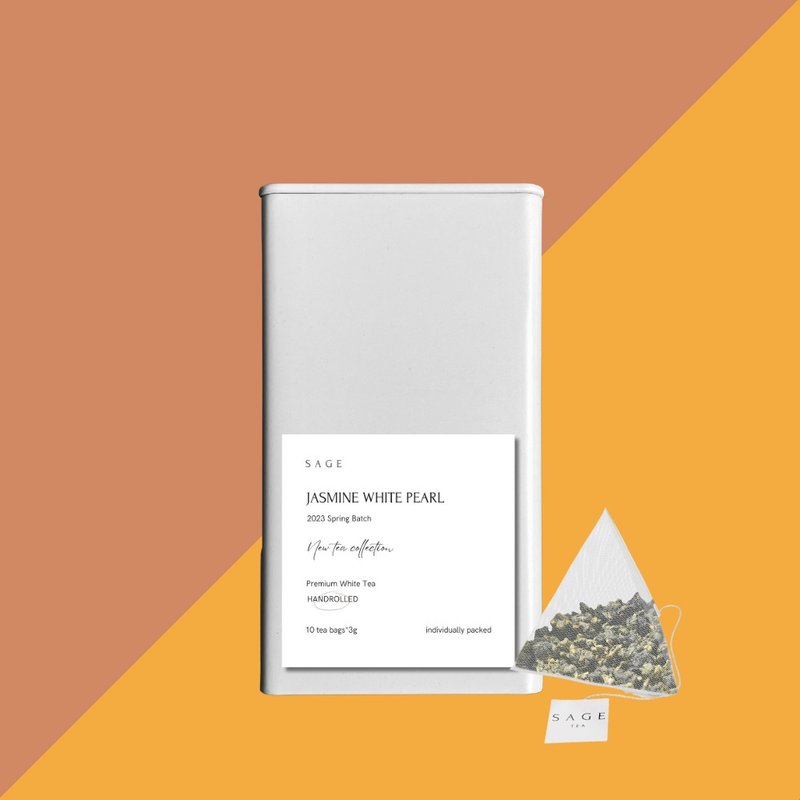 Sage 2023 特級茉莉白龍珠【有繩原葉茶包 十個裝 獨 - 茶葉/茶包/水果茶 - 新鮮食材 白色