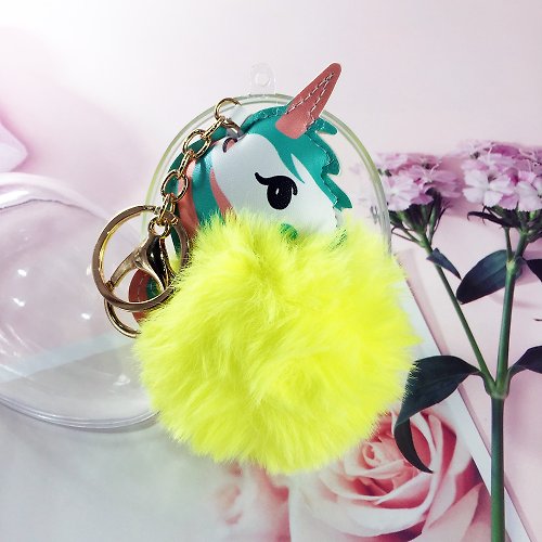 Unicorn Fur Ball Keyring Charm - Shop DT&CREATION Keychains - Pinkoi