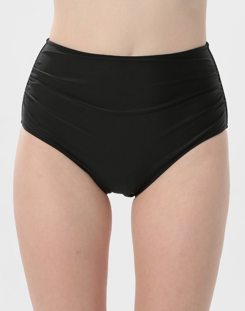 Haolang classic black high waist bikini bottoms/Bottom - ชุดว่ายน้ำผู้หญิง - เส้นใยสังเคราะห์ สีดำ