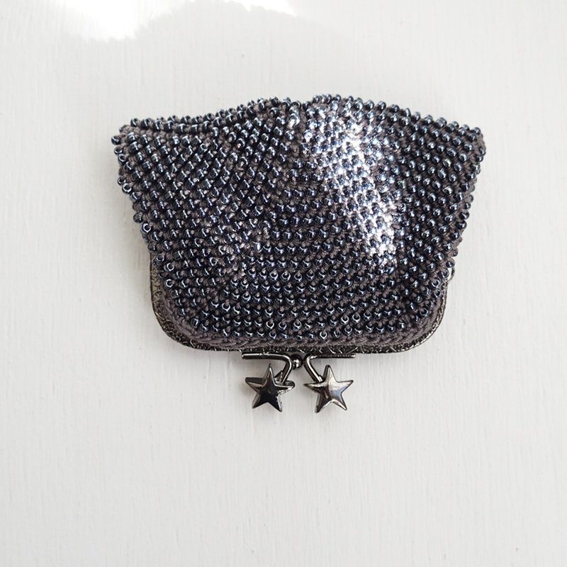 Ba-ba handmade Beads crochet pouch No.1577 - 零錢包/小錢包 - 其他材質 黑色