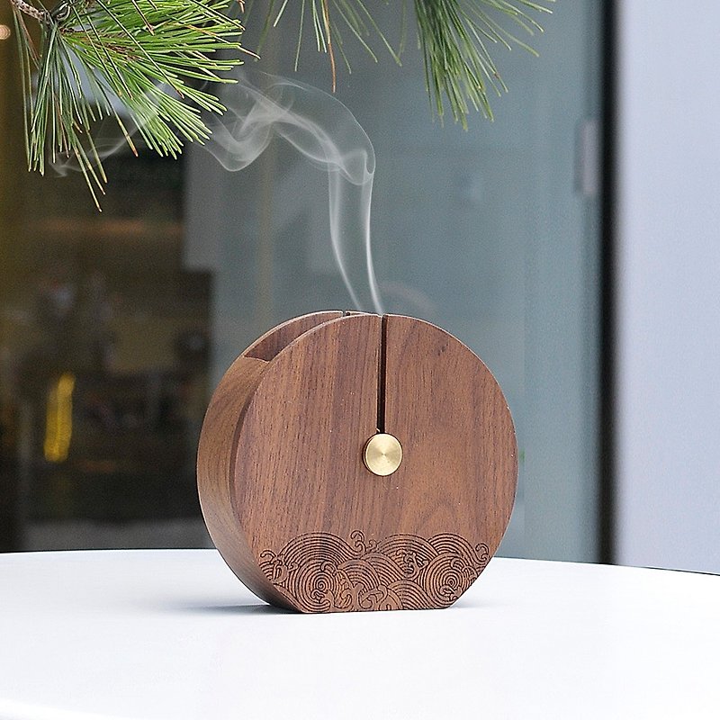 weis only poetry incense full moon unscented version creative lishi plate incense burner antique wooden sandalwood aromatherapy burner - น้ำหอม - ไม้ 