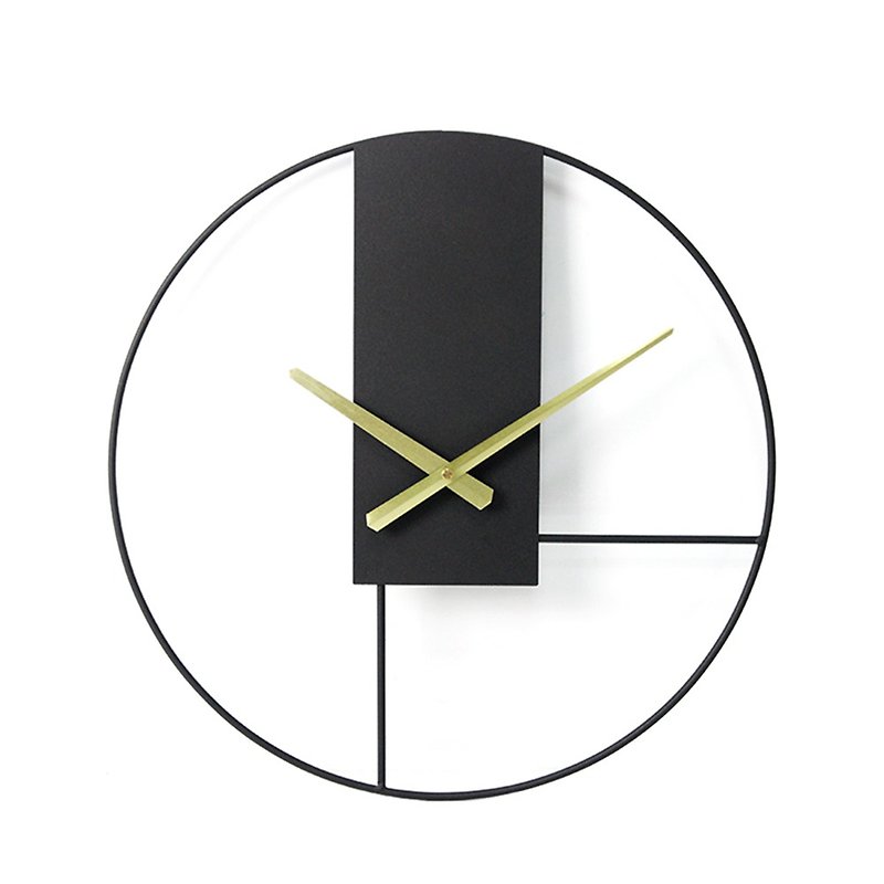 鐵製設計時鐘 蒙德里黑 43cm 仿鏽處理烤漆 靜音機芯 鐵藝鐘 - 時鐘/鬧鐘 - 其他金屬 黑色