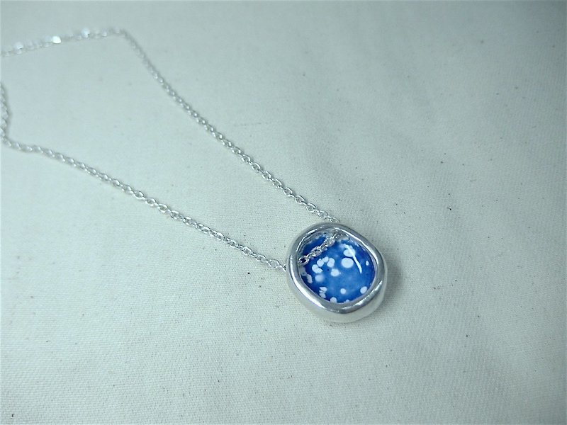 Hand-made design enamel cloisonne snowflake sterling silver necklace unique - Necklaces - Sterling Silver Silver