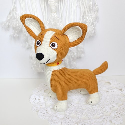 ZiminaDoll Corgi dog plush Baby shower gift Stuffed amigurumi toy Puppy soft toy