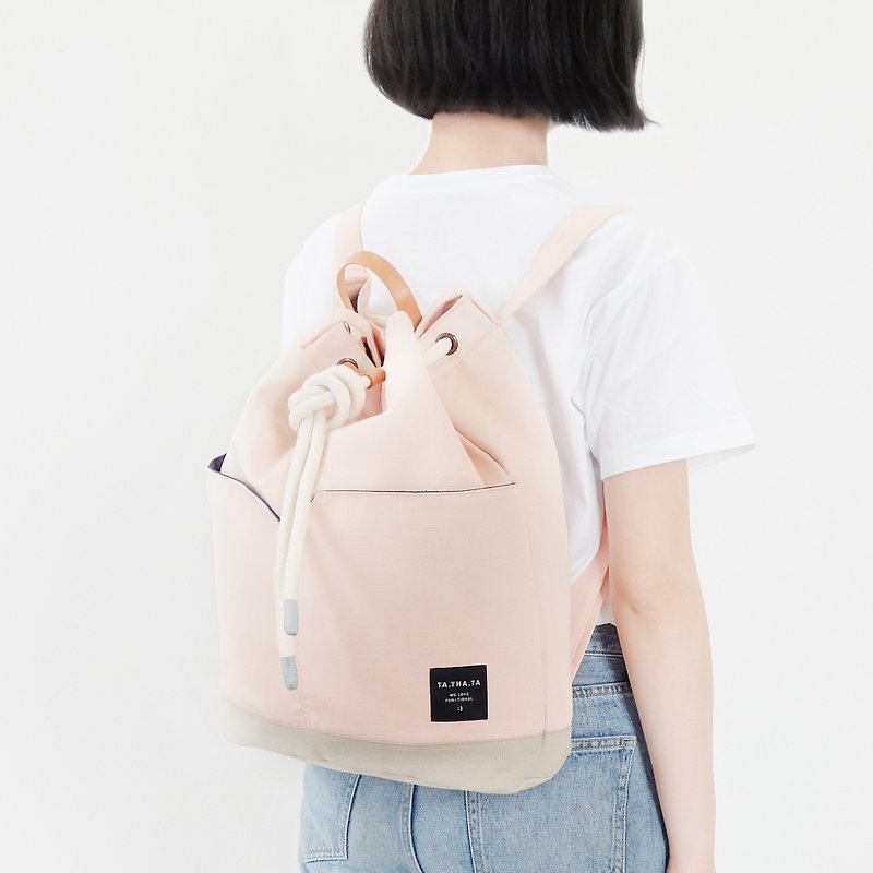 Pink canvas backpack, backpack for school, unisex backpack,travel backpack - กระเป๋าเป้สะพายหลัง - ผ้าฝ้าย/ผ้าลินิน สึชมพู