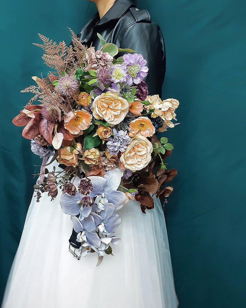 Silk Bouquet, Retro Wedding Bouquet, Boho Bridal Bouquet, Faux Flowers - Dried Flowers & Bouquets - Other Man-Made Fibers Multicolor