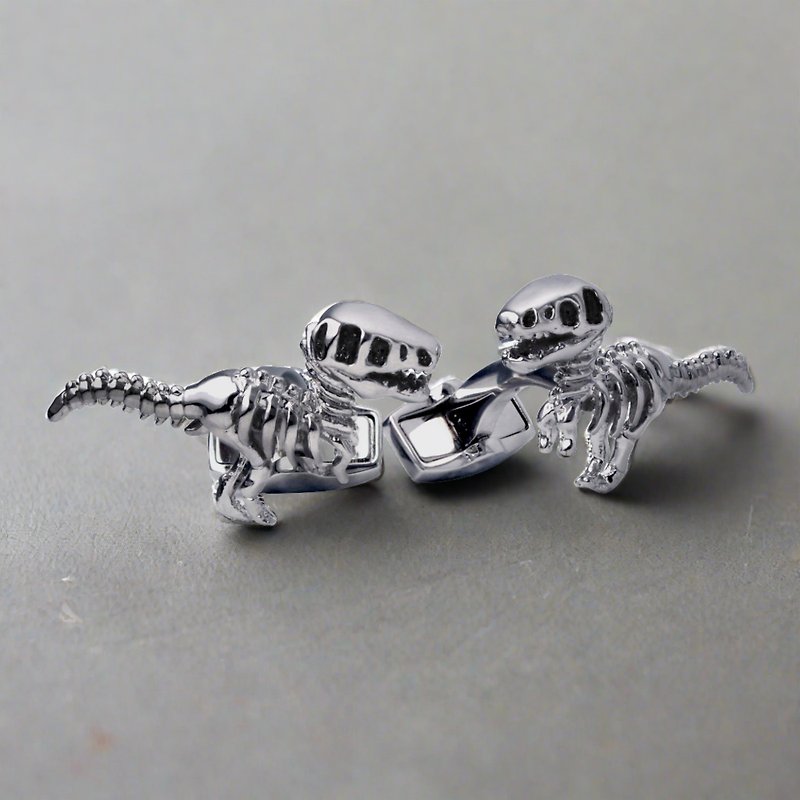 Rustic Dinosaur Skeleton Cufflinks - Cuff Links - Other Metals Silver