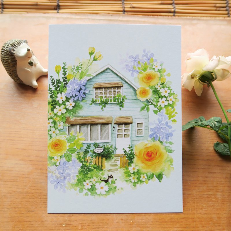 夢想小屋no.16 青色小屋 明信片 - 卡片/明信片 - 紙 藍色