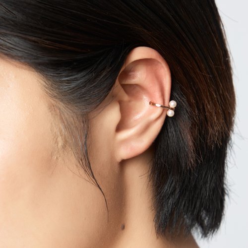 ARTISMI Akoya珍珠尖角耳扣 925銀厚鍍18K金 Rosette P Earcuff