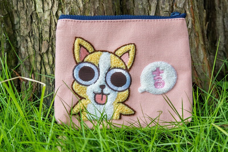 立體刺繡零錢包【吉娃娃】吉娃娃粉 可愛 萬用零錢包 - 皮夾/長短夾/錢包 - 繡線 粉紅色