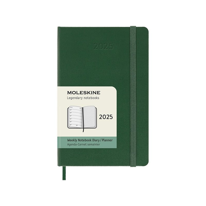 MOLESKINE 2025 Weekly Diary 12M Hard Case-Pocket Green Stamping Service - สมุดบันทึก/สมุดปฏิทิน - กระดาษ สีเขียว