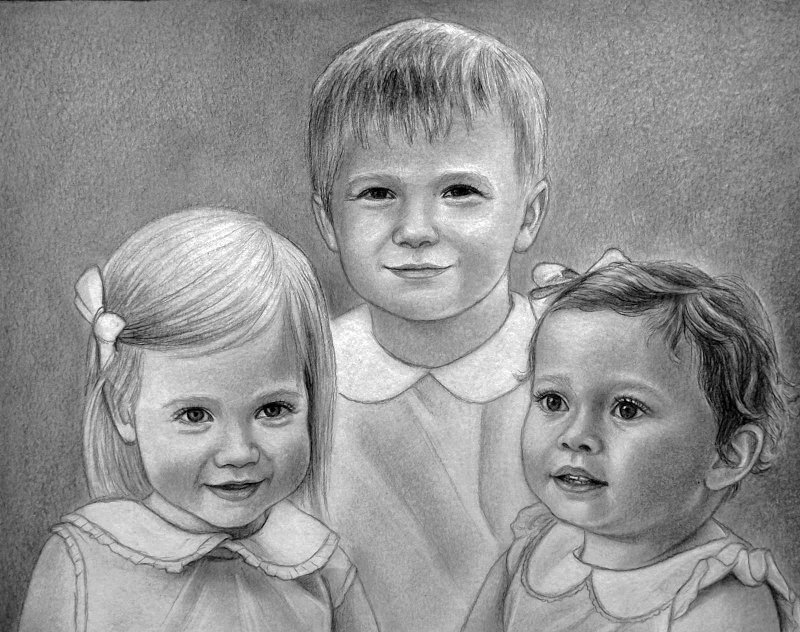 Realistic kids portrait Custom Drawing Baby  portrait from Photo Children art - 似顏繪/客製畫 - 紙 白色