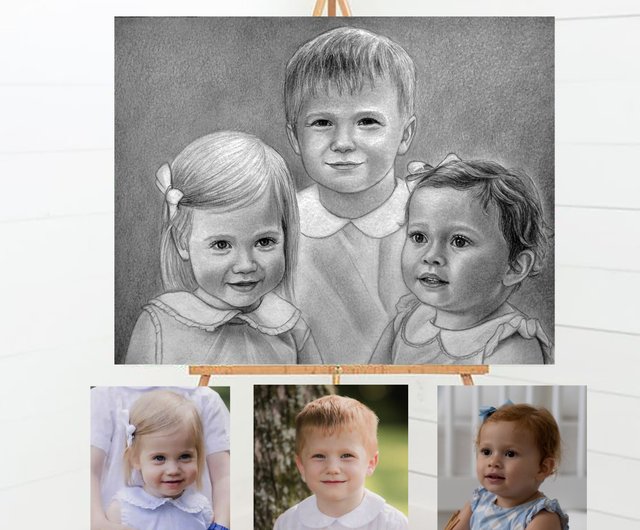 Family Portrait, Portrait from photo, authentic Commission portrait, Baby portrait, Realistic portrait, Custom handmade portrait, Personal portrait