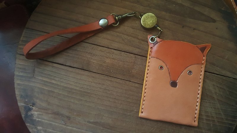 Cute fox Gogoro card-style leather case / leisure card case / identification card case - ID & Badge Holders - Genuine Leather Brown