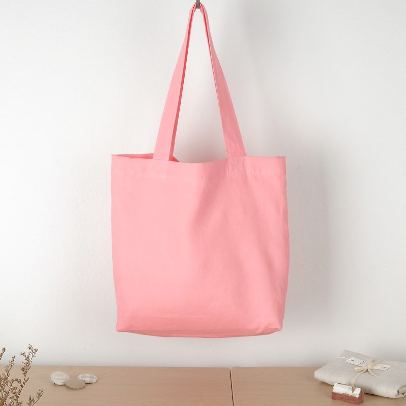 Punch Linen Tote Bag (Rainbow Series) - 側背包/斜背包 - 棉．麻 粉紅色