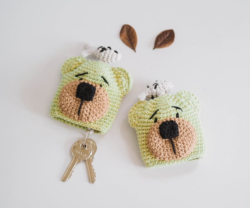 knitted key cover - 鑰匙圈/鑰匙包 - 其他材質 綠色