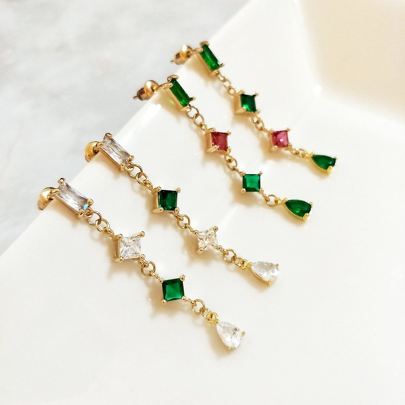 ::Elegant Stone Series:: Colorful Stone Earrings Contrast Color Earrings Sweet Romantic Asymmetric Earrings - Earrings & Clip-ons - Other Metals Multicolor