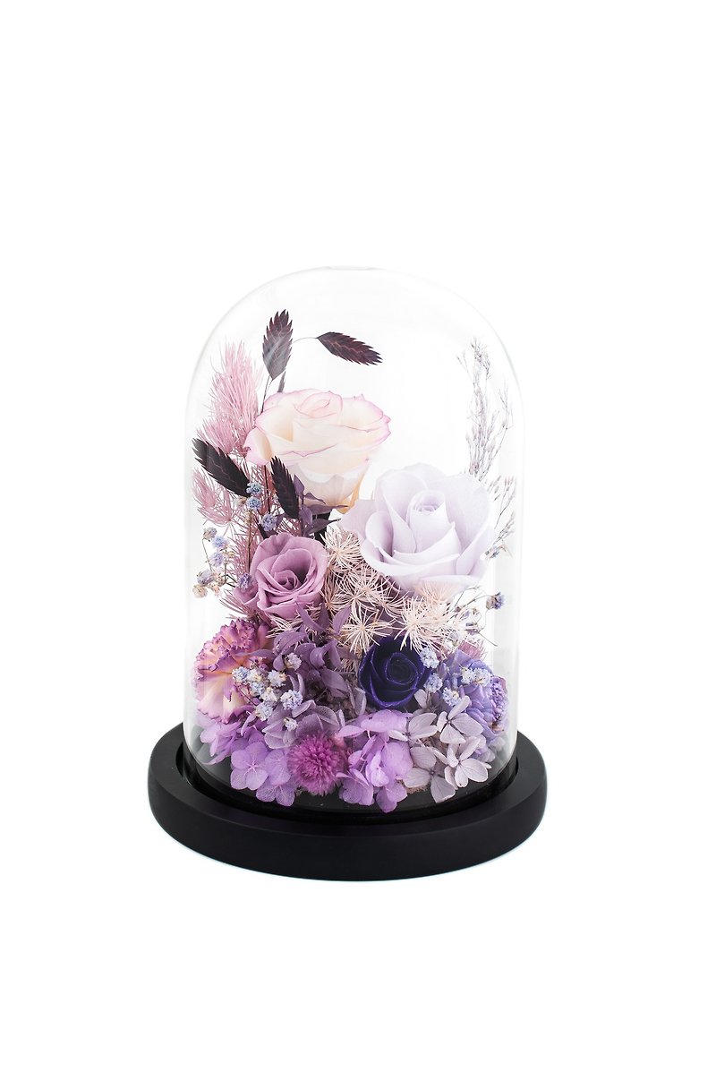Pink and purple eternal flower glass cover - Dried Flowers & Bouquets - Plants & Flowers Purple