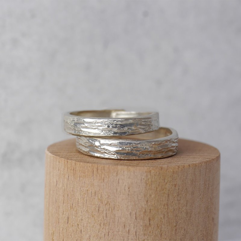Glitter Adjustable Ring - Handcrafted Ring - แหวนคู่ - เงินแท้ สีเงิน