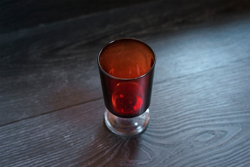 フランス製Luminarc 70's Ruby赤ワインカップ - アンティーク・オールド・ピース/クリスマス交換ギフト - ワイングラス・酒器 - ガラス レッド