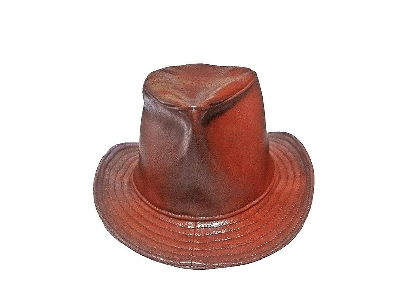 Kid antique Brown hat - หมวก - หนังแท้ สีนำ้ตาล