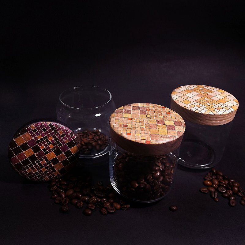 老屋記憶 馬賽克磁磚 - 500ml玻璃罐 /咖啡罐 - 咖啡壺/咖啡器具 - 木頭 