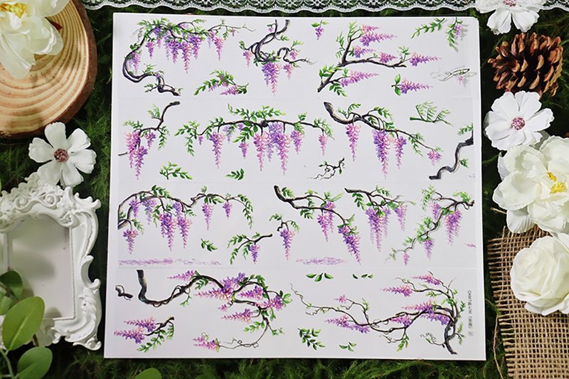 OKMT New Seven Days Original Fluid Bear Charm Stickers PET Journaling Tape with Crystal Special Oil Craftsmanship - Wisteria - Washi Tape - Plastic Purple