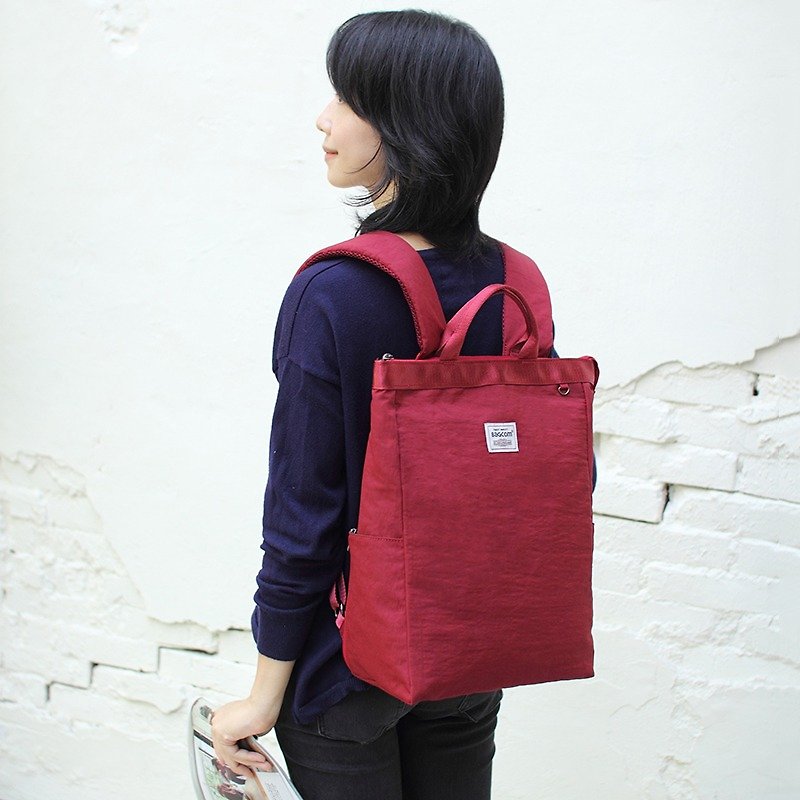 Prudence Portable Backpack(14'' Laptop OK)-dark red_100448 - Backpacks - Waterproof Material Red