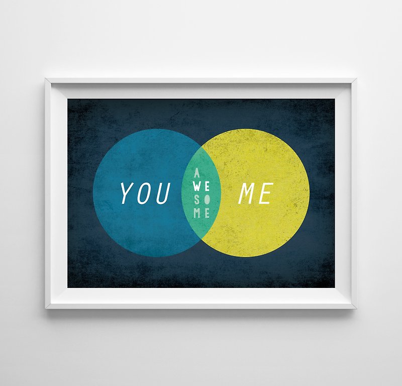 You Plus Me Awesome 可客製化 掛畫 海報 - 牆貼/牆身裝飾 - 紙 黃色