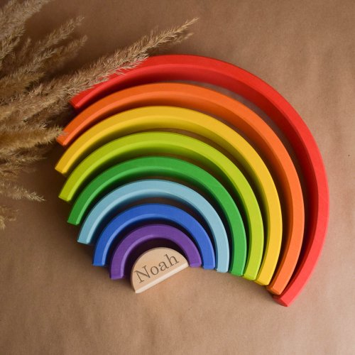Wooden Educational Toy Large Wooden Rainbow Stacking Toy Montessori Personalized Baby Gifts for Toddler