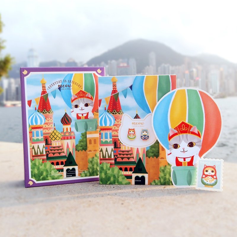 Meow travel journey earring series - Russia dolls earrings - ต่างหู - วัตถุเคลือบ สีม่วง