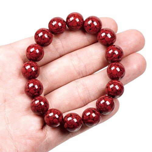 Zhengjia Jewelry] 原石水晶辰砂 11.8-12.2mm 水晶砂辰砂ハンドビーズ