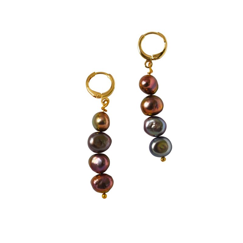 Brown purple potato pearl earrings | by Ifemi Jewels - 耳環/耳夾/耳骨夾 - 其他材質 金色