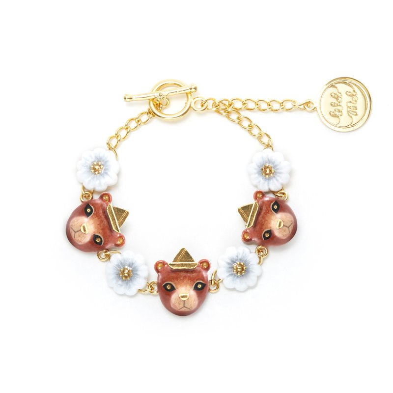 Grizzly honey bear bracelet - 手鍊/手環 - 其他金屬 咖啡色