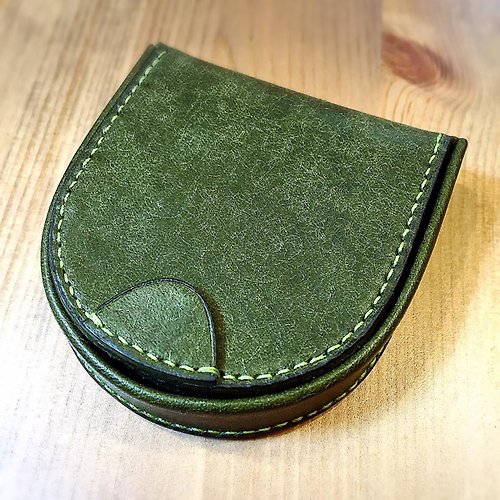 樂鞄手作皮件 日式駒縫零錢盒【橄欖綠】