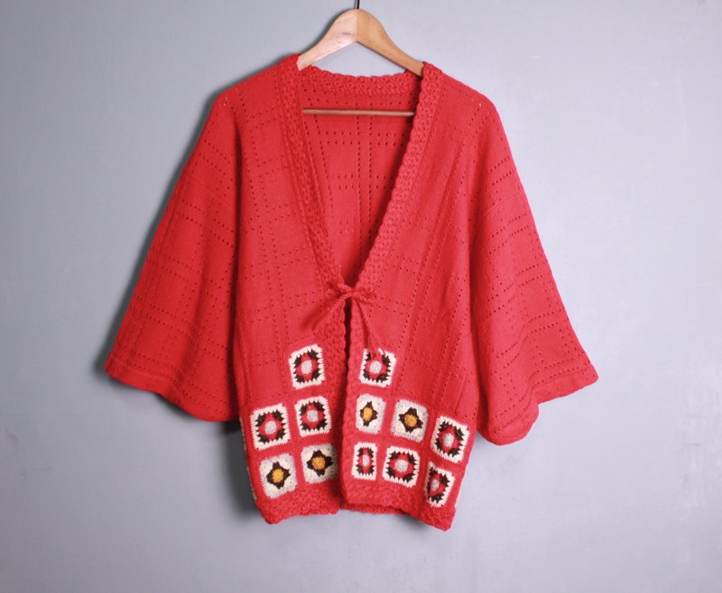 FOAK vintage red vintage crochet wool kimono - Other - Wool 