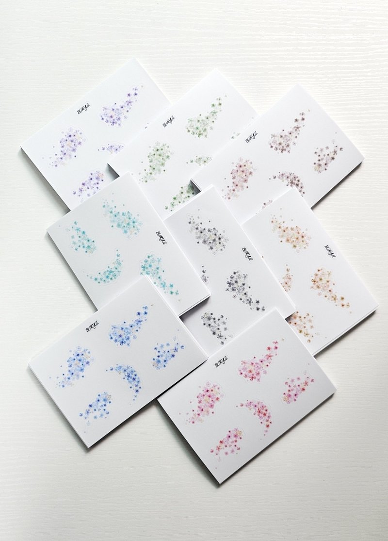 Flower Dust Deco Sticker - 便條紙/便利貼 - 紙 多色