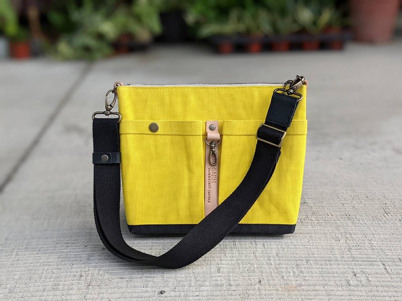 Double pocket diagonal back/yellow - Messenger Bags & Sling Bags - Paper 