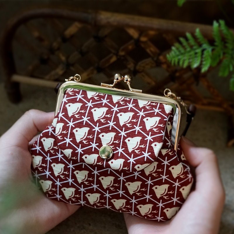 Komon Masaka|Furoshiki Creative Pocket Kiss Lock Bag-Akifeng Chidori|Coin Purse - กระเป๋าสตางค์ - ผ้าฝ้าย/ผ้าลินิน 