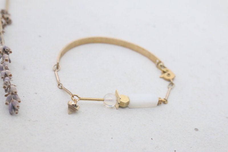 Valentine's Day gift <☞ HAND IN HAND ☜> Moonstone - Rule Bracelet (0964) - Bracelets - Gemstone White
