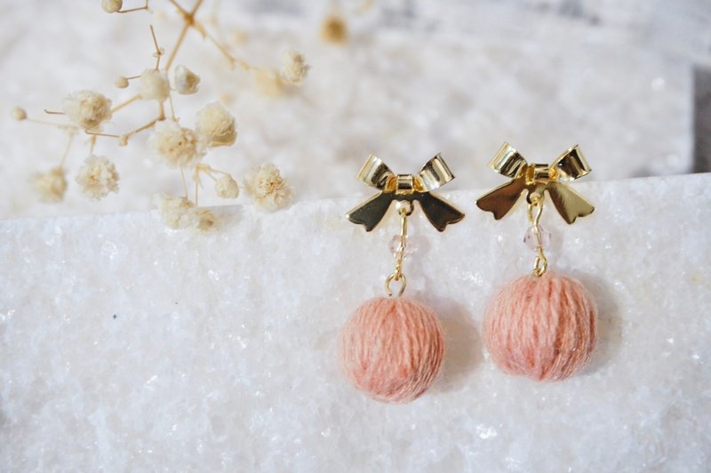 [Ball] Simple/earrings/ Clip-On/ Silver/pink - Earrings & Clip-ons - Sterling Silver Pink