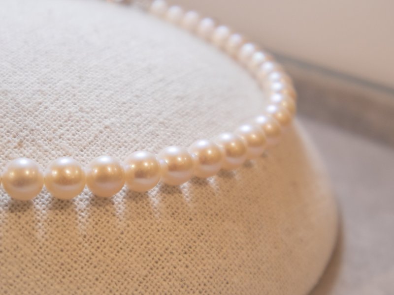 7.5-8mm natural freshwater pearl necklace - สร้อยคอ - ไข่มุก สึชมพู