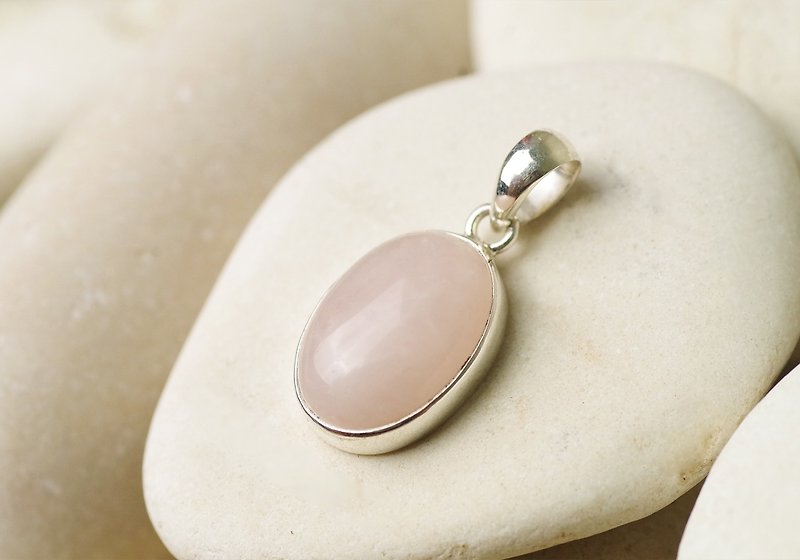 Rose Quartz Pendant Top - Gemstone Pendant Necklace - Necklaces - Sterling Silver Pink