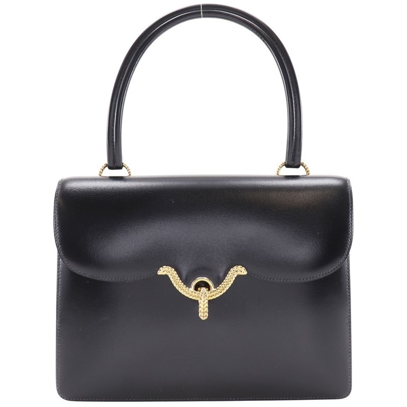 【日本直送】エルメス HERMES ヴァスコ ハンドバッグ ヴィンテージ ボックスカーフ 黒  レディース【中古】 - 手提包/手提袋 - 真皮 黑色