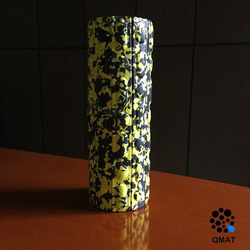 QMAT-MIT品牌設計黃迷彩33cm瑜珈柱 按摩滾輪滾筒EVA瑜珈棒筋膜棒 - 運動/健身器材 - 環保材質 黃色