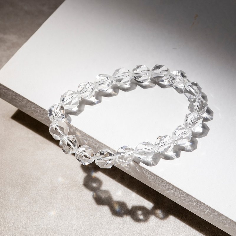 【Montagne】カットホワイトクリスタルブレスレット - ブレスレット - クリスタル ホワイト