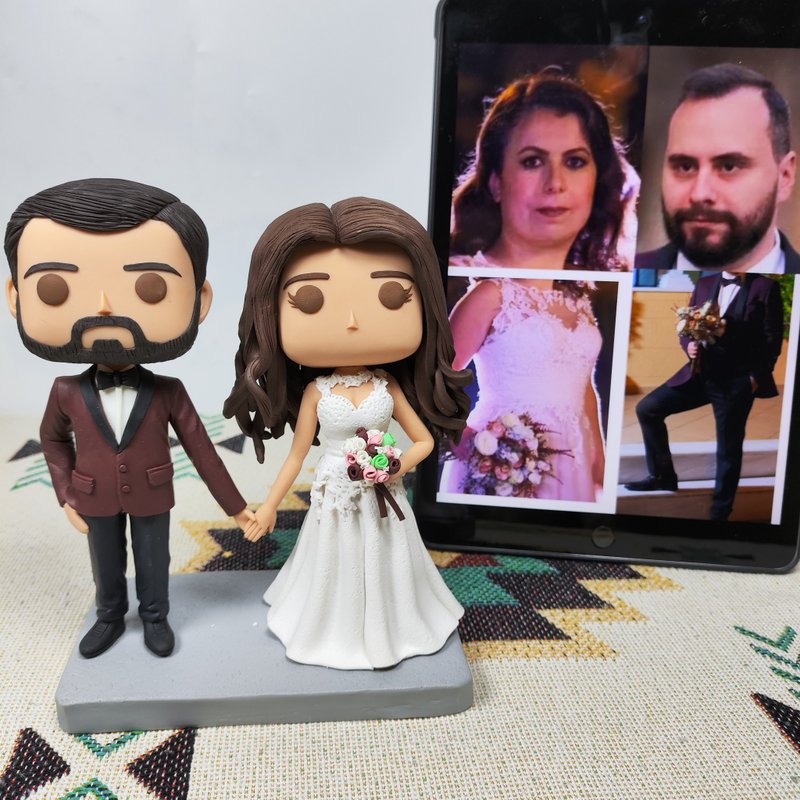 客製化3D人像公仔 訂製手工Funko Pop情侶父母夫妻結婚週年禮物 - 公仔/玩偶 - 黏土 多色
